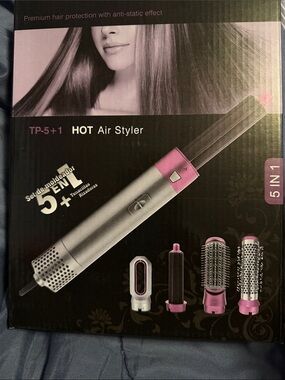HOT Air Styler 5-in-1 Hair Dryer Brush - Pink/Silver